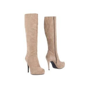 Size 37 CAFE NOIR Faux Suede Leather Heeled Boots